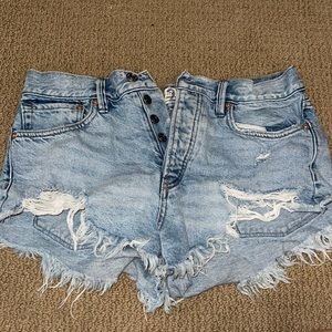 Denim Frayed Free People Shorts